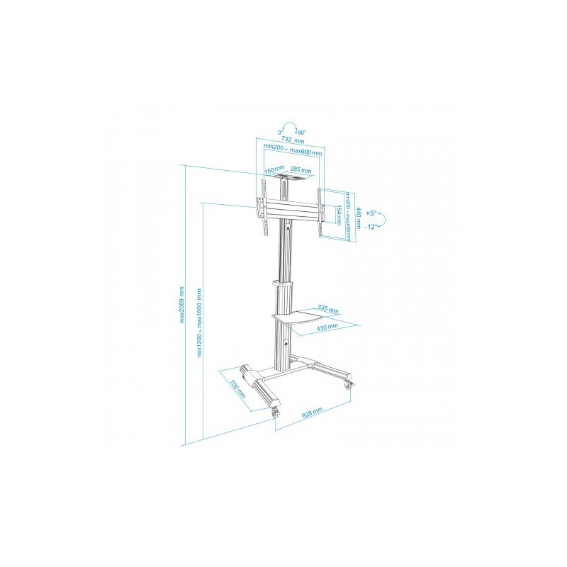 TooQ FS1870M-B signage display mount 94 cm (37″) Negro, Plata