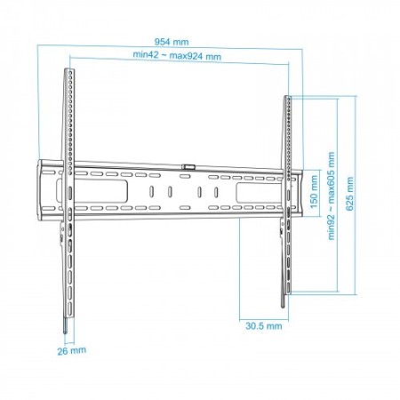 TooQ Soporte de Pared para Monitor / TV LCD, Plasma de 60-100, Negro