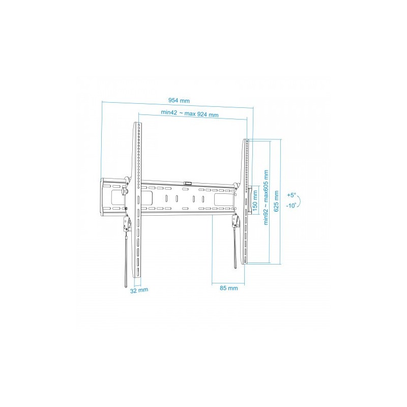 TooQ Soporte de Pared Inclinable para Monitor / TV LCD, Plasma de 60-100, Negro