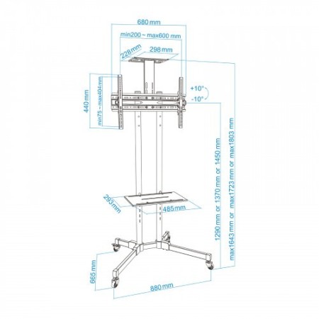 TooQ FS1470M-B soporte para TV 177,8 cm (70″) Negro