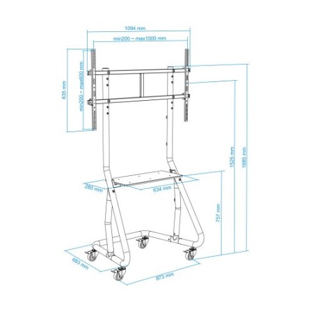TooQ FS20200M-B Soporte de suelo con ruedas/patas para pantallas de 60″ - 105″