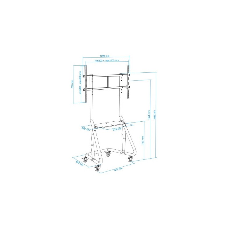 TooQ FS20200M-B Soporte de suelo con ruedas/patas para pantallas de 60″ - 105″