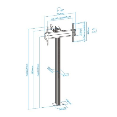 TooQ FS2270M-B soporte para TV 177,8 cm (70″) Plata