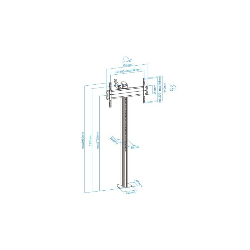 TooQ FS2270M-B soporte para TV 177,8 cm (70″) Plata
