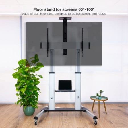 TOOQ SOPORTE DE SUELO DE ALUMINIO CON RUEDAS PARA PANTALLAS 60″-100″
