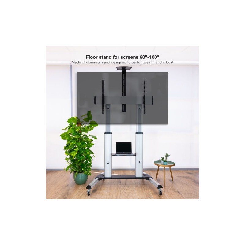 TOOQ SOPORTE DE SUELO DE ALUMINIO CON RUEDAS PARA PANTALLAS 60″-100″