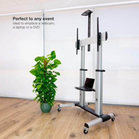 TOOQ SOPORTE DE SUELO DE ALUMINIO CON RUEDAS PARA PANTALLAS 60″-100″