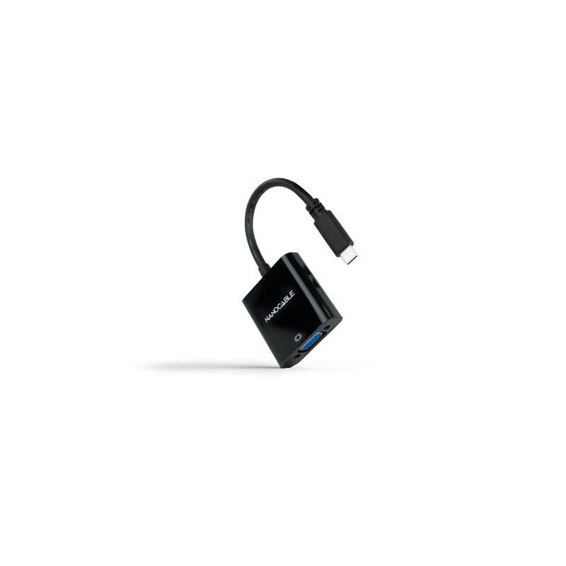 Nanocable Conversor USB-C a VGA, USB-C/M-VGA/H, Negro, 10 cm