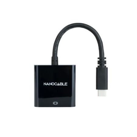 Nanocable Conversor USB-C a VGA, USB-C/M-VGA/H, Negro, 10 cm