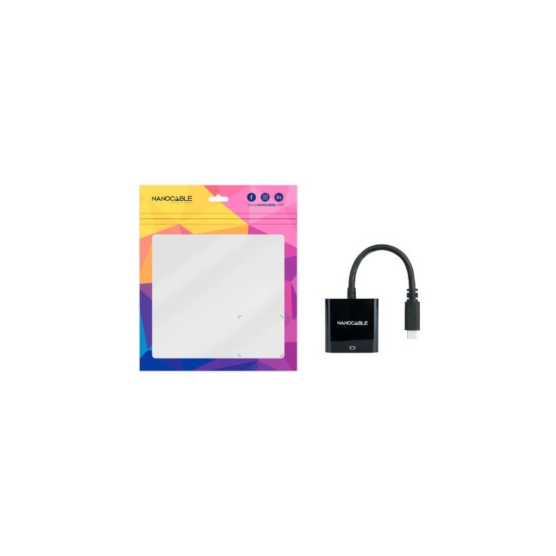 Nanocable Conversor USB-C a VGA, USB-C/M-VGA/H, Negro, 10 cm