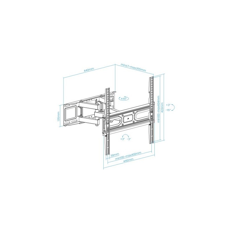 TooQ Soporte de pared para pantallas 32”- 70”
