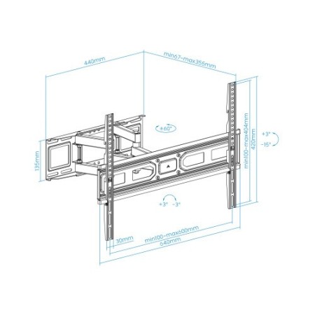 TooQ Soporte de pared para pantallas 37”- 80”