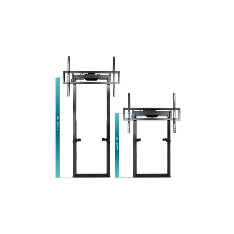 TooQ TITAN Soporte de Suelo Fijo con Regulación Eléctrica de Altura para Pantallas 55″-100″, Negro