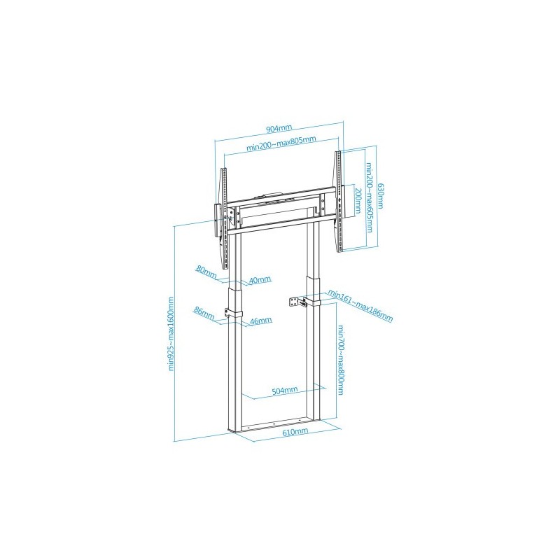 TooQ TITAN Soporte de Suelo Fijo con Regulación Eléctrica de Altura para Pantallas 55″-100″, Negro