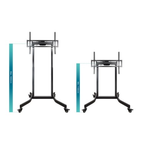 TooQ LUX Soporte de Suelo con Ruedas y Regulación Eléctrica de Altura para Pantallas 55″-100″, Negro