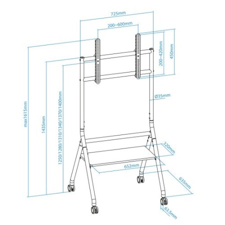 TooQ iDREAMS Soporte de Suelo con Ruedas para Pantalla 37″-86″, Negro