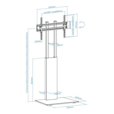 TOOQ SOPORTE SUELO MIRROR FS2288M-B, PARA PANTALLAS 32″-85″ NEGRO