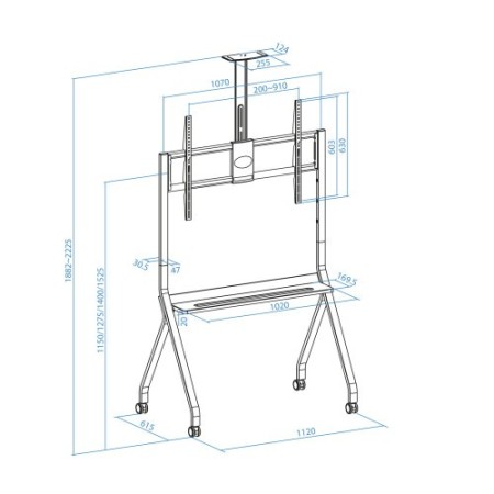 TOOQ SOPORTE SUELO RUEDAS iSTAR FS20208M-B, PARA PANTALLAS 55-100″, NEGRO.
