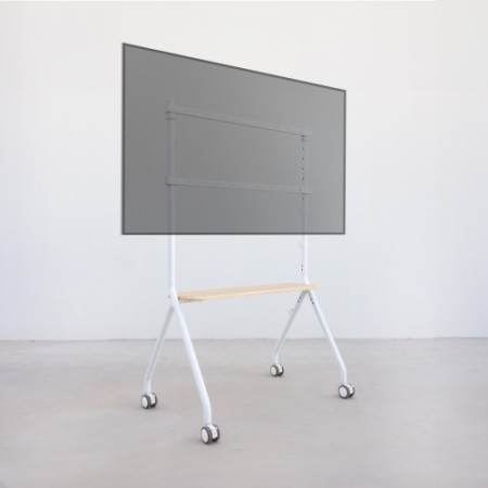 TooQ iLOVE Soporte de Suelo con Ruedas para Pantalla 49″-80″, Blanco y Haya