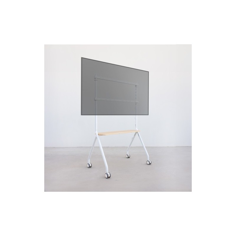 TooQ iLOVE Soporte de Suelo con Ruedas para Pantalla 49″-80″, Blanco y Haya