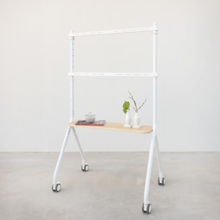 TooQ iLOVE Soporte de Suelo con Ruedas para Pantalla 49″-80″, Blanco y Haya