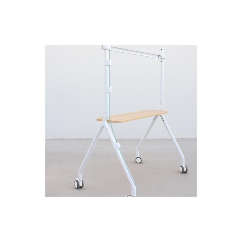 TooQ iLOVE Soporte de Suelo con Ruedas para Pantalla 49″-80″, Blanco y Haya