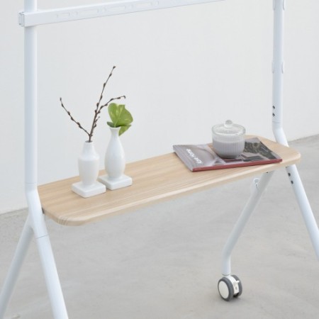 TooQ iLOVE Soporte de Suelo con Ruedas para Pantalla 49″-80″, Blanco y Haya