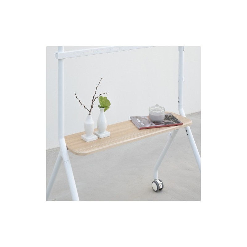 TooQ iLOVE Soporte de Suelo con Ruedas para Pantalla 49″-80″, Blanco y Haya