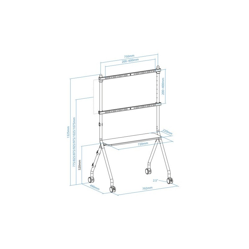TooQ iLOVE Soporte de Suelo con Ruedas para Pantalla 49″-80″, Blanco y Haya