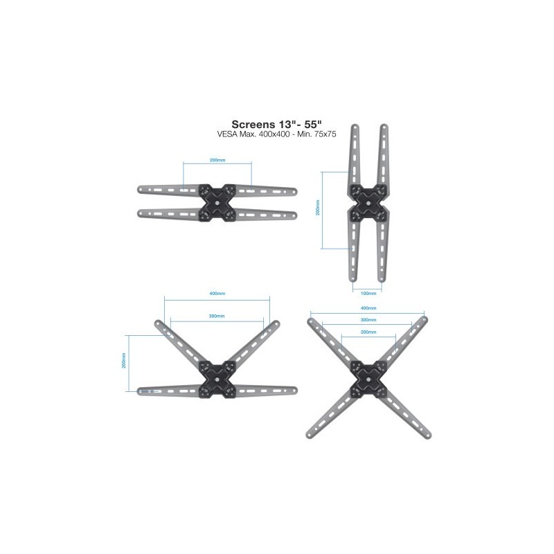 TooQ Soporte de Pared para Pantallas 13″-55″, Negro
