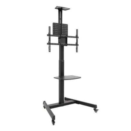 TooQ “COMETA” Soporte de Suelo con Ruedas con Regulación de Altura para Pantallas 37″- 70″, Rotación 90°, Negro