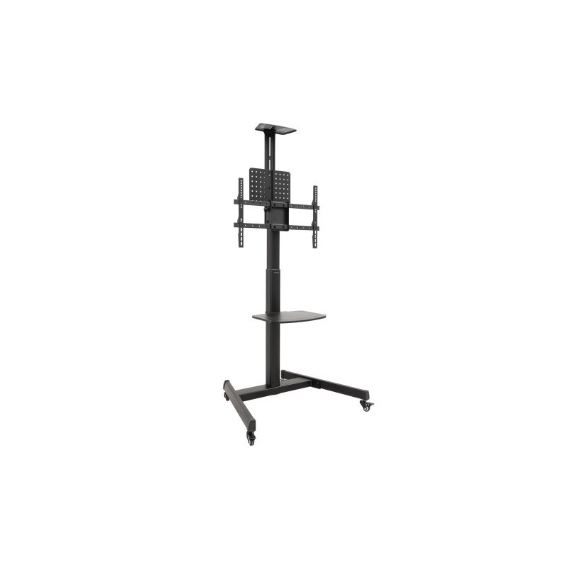 TooQ “COMETA” Soporte de Suelo con Ruedas con Regulación de Altura para Pantallas 37″- 70″, Rotación 90°, Negro