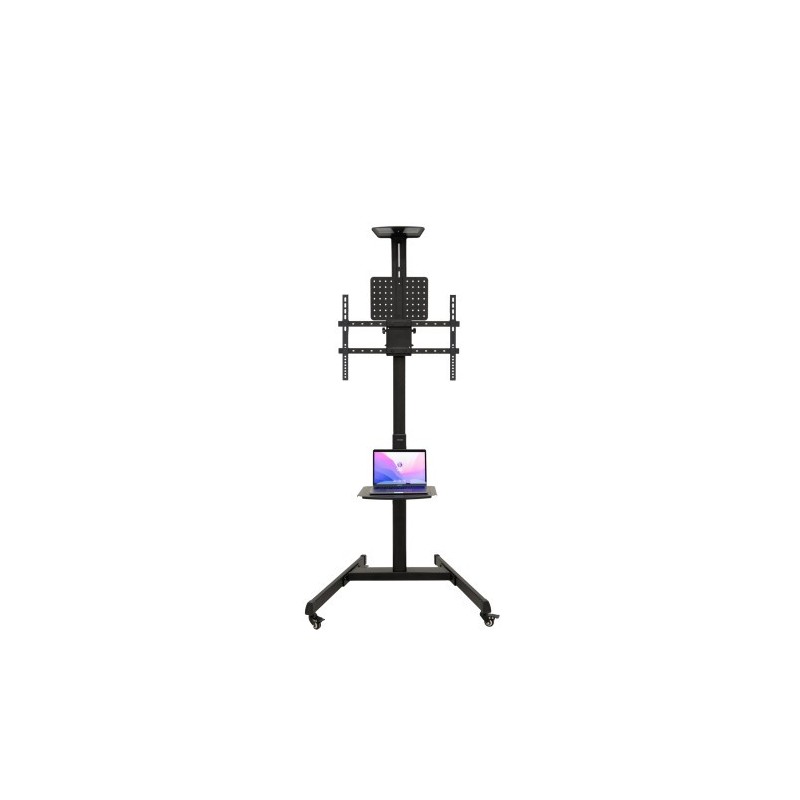 TooQ “COMETA” Soporte de Suelo con Ruedas con Regulación de Altura para Pantallas 37″- 70″, Rotación 90°, Negro