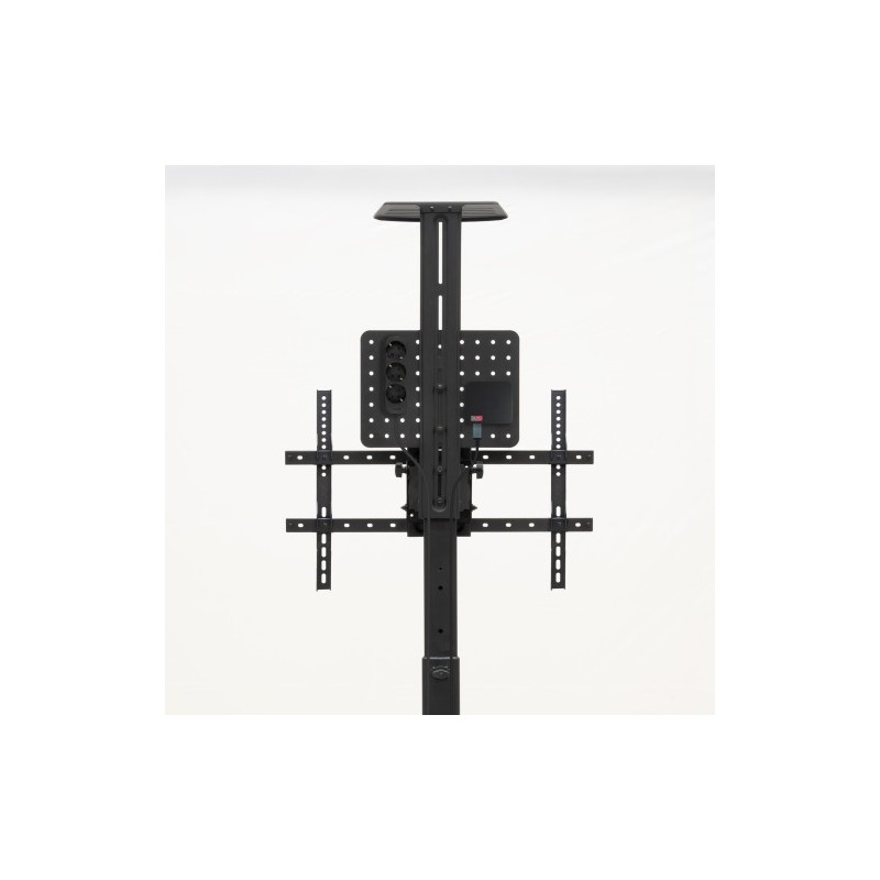 TooQ “COMETA” Soporte de Suelo con Ruedas con Regulación de Altura para Pantallas 37″- 70″, Rotación 90°, Negro