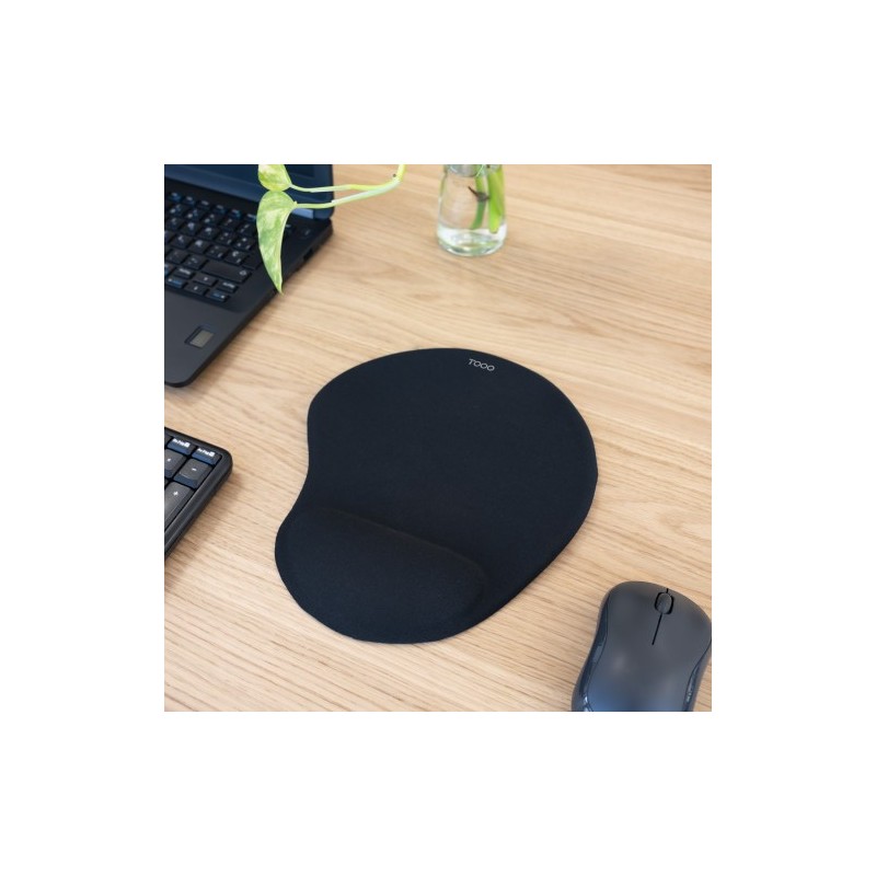 TooQ Alfombrilla para ratón ergonómica con reposamuñecas de gel, Negro