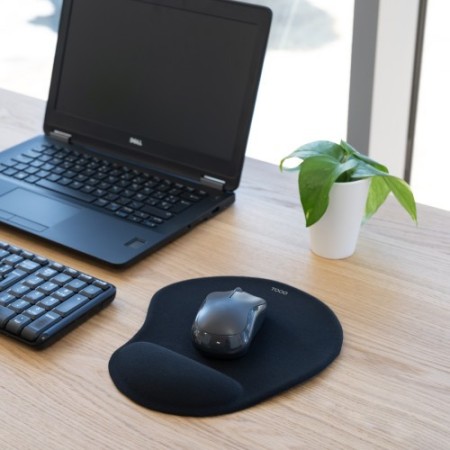 TooQ Alfombrilla para ratón ergonómica con reposamuñecas de gel, Negro