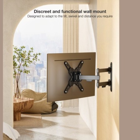 TooQ Soporte de Pared para Pantallas 13″-43″, Negro
