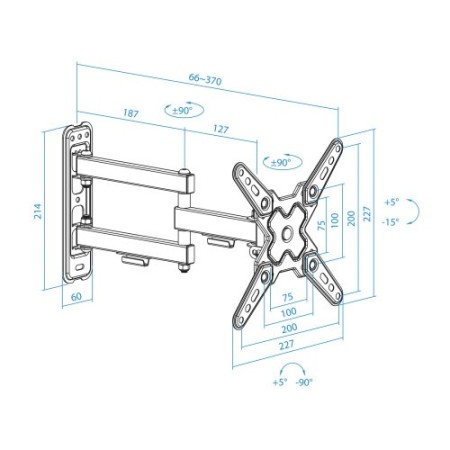 TooQ Soporte de Pared para Pantallas 13″-43″, Negro