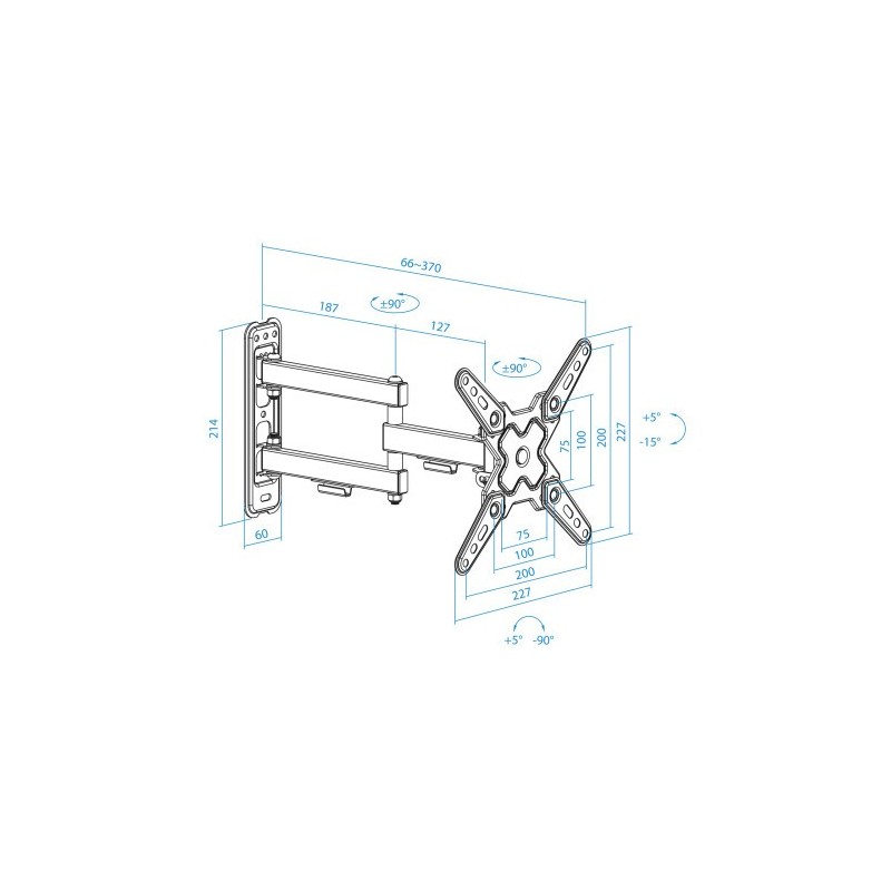 TooQ Soporte de Pared para Pantallas 13″-43″, Negro