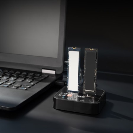 TooQ Docking Station USB-C 3.2 Gen 2 Dual Bay para SSD M.2 NGFF/NVMe Clonador, Negro