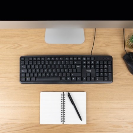 TooQ Teclado USB, 104 teclas, Negro