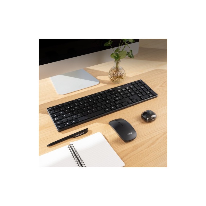 TooQ Teclado + Ratón slim inalámbricos, Negro