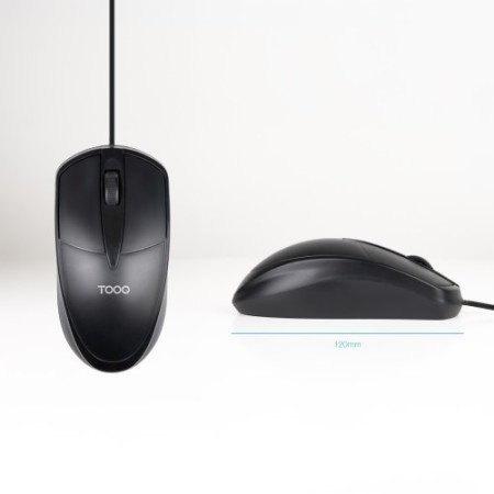 TooQ Ratón óptico con cable USB, 1000 DPI