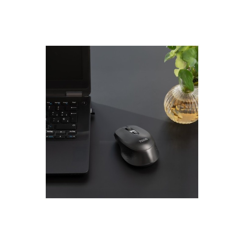 TooQ Ratón inalámbrico, 1600 DPI, 4 Botones, Negro