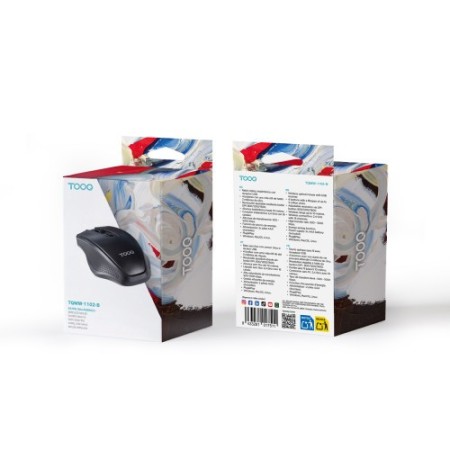 TooQ Ratón inalámbrico, 1600 DPI, 4 botones, Negro