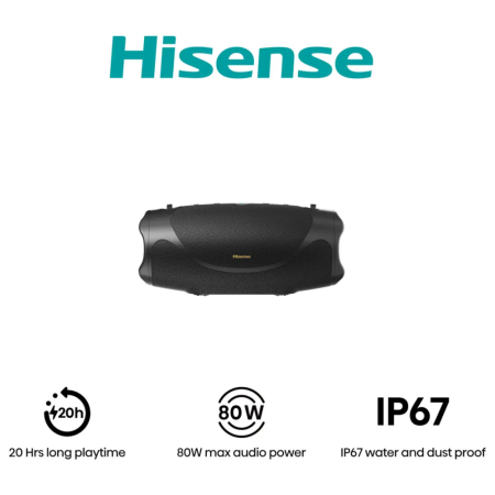 Hisense 20019368 altavoz portátil o de fiesta Altavoz portátil estéreo Negro 80 W