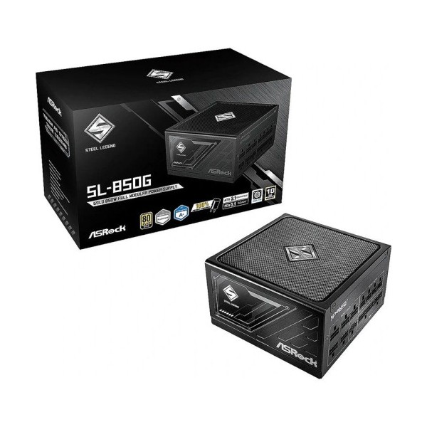 FUENTE ALIMENTACION ASROCK SL-850G,PSU,850W,80 PLUS GOLD,135MM,MODULAR,PCI-E 5.1 (12+4pin)x1,PCI-E (6+2 pin)x3,SATA (5 pin)x9