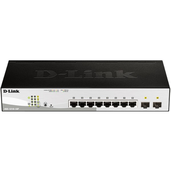 Switch d - link 8 puertos 10 - 100 - 1000 poe gestionable +2 ptos sfp layer2 smartiii