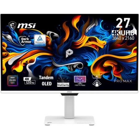 MSI Pro MAX 271UPXW12G pantalla para PC 67,3 cm (26.5″) 3840 x 2160 Pixeles UltraWide Full HD QD-OLED Blanco