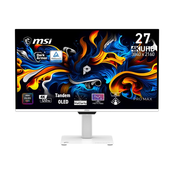 MSI Pro MAX 271UPXW12G pantalla para PC 67,3 cm (26.5″) 3840 x 2160 Pixeles UltraWide Full HD QD-OLED Blanco
